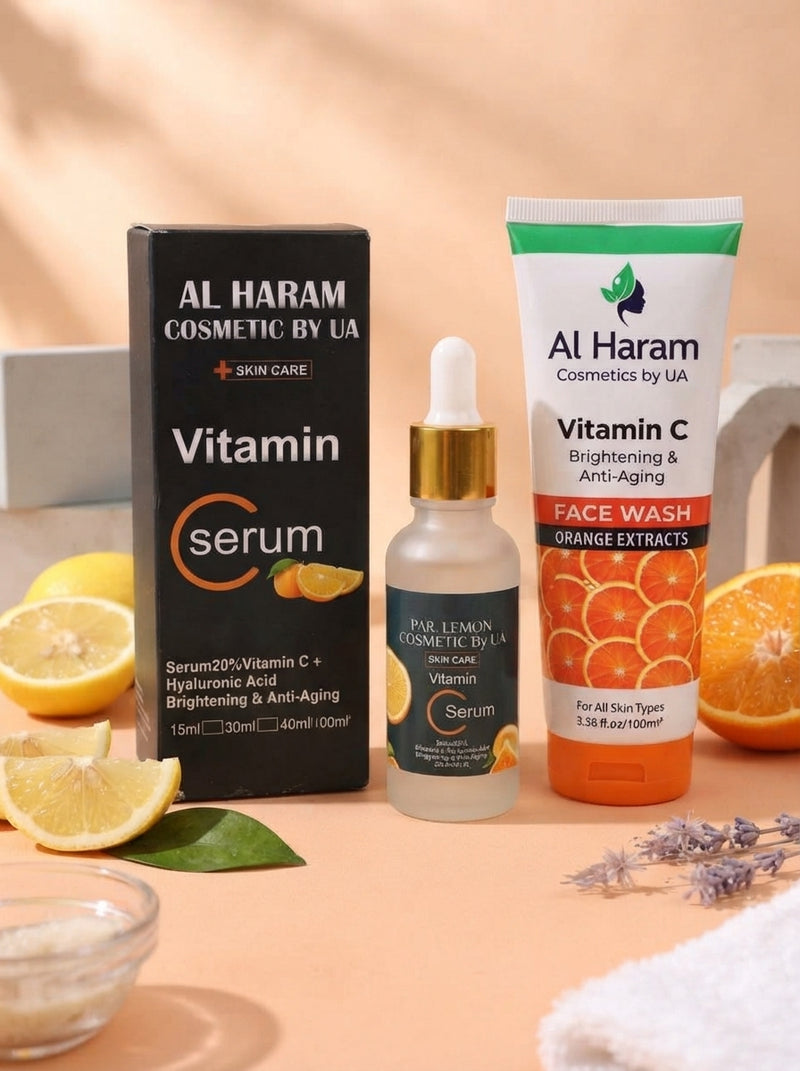 A woman applying Vitamin C serum to her skin in a sunlit room, showcasing a natural, radiant glow.